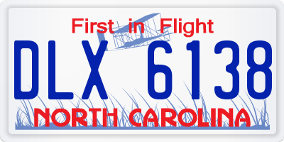 NC license plate DLX6138