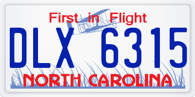 NC license plate DLX6315