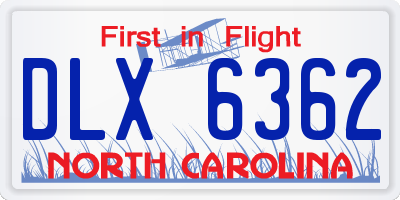 NC license plate DLX6362