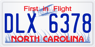 NC license plate DLX6378
