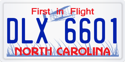 NC license plate DLX6601