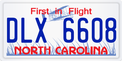 NC license plate DLX6608