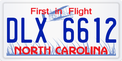 NC license plate DLX6612