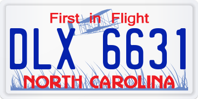 NC license plate DLX6631