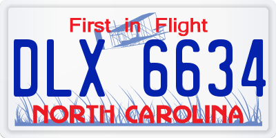 NC license plate DLX6634