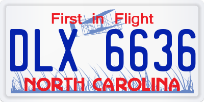 NC license plate DLX6636