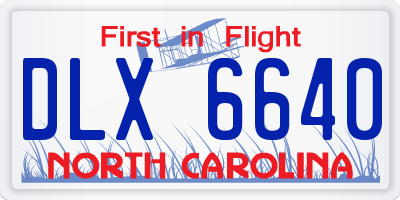 NC license plate DLX6640