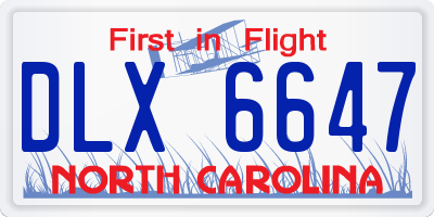 NC license plate DLX6647