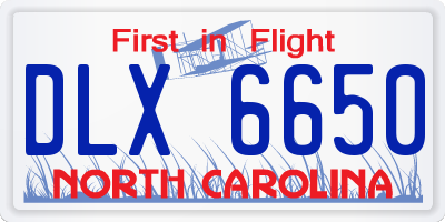NC license plate DLX6650