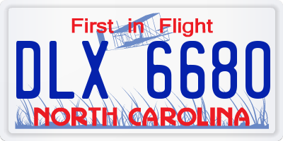 NC license plate DLX6680