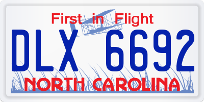 NC license plate DLX6692