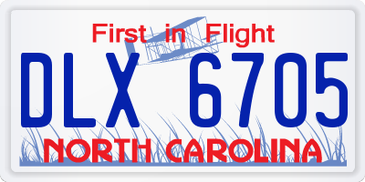 NC license plate DLX6705