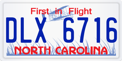 NC license plate DLX6716