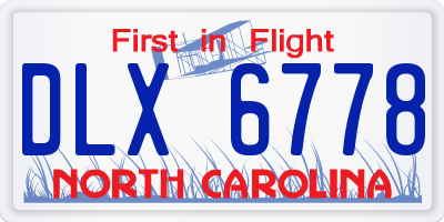 NC license plate DLX6778