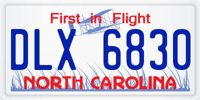 NC license plate DLX6830