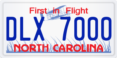 NC license plate DLX7000