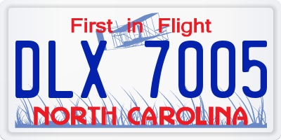 NC license plate DLX7005