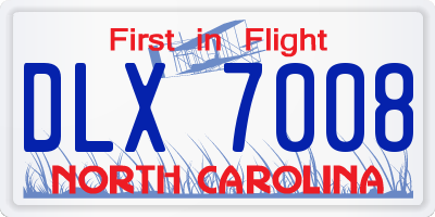 NC license plate DLX7008