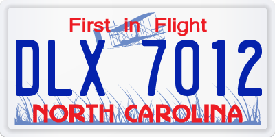 NC license plate DLX7012