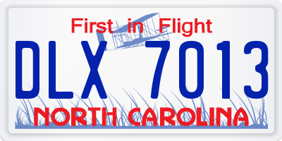 NC license plate DLX7013