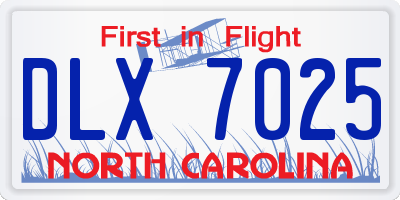 NC license plate DLX7025
