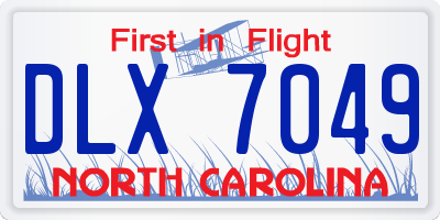 NC license plate DLX7049