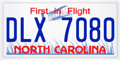 NC license plate DLX7080