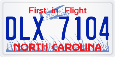 NC license plate DLX7104