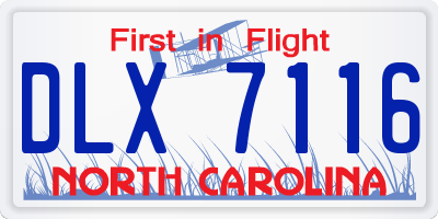 NC license plate DLX7116