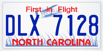 NC license plate DLX7128