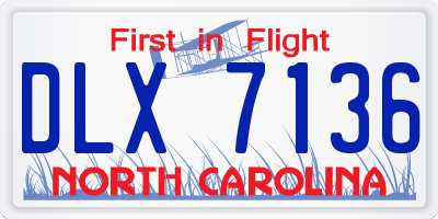 NC license plate DLX7136