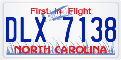 NC license plate DLX7138
