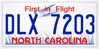 NC license plate DLX7203