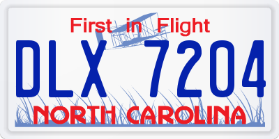NC license plate DLX7204