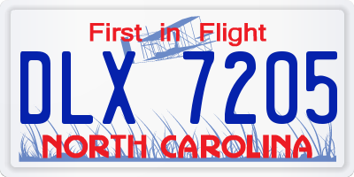 NC license plate DLX7205