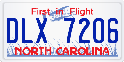 NC license plate DLX7206