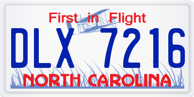 NC license plate DLX7216