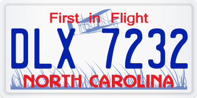 NC license plate DLX7232