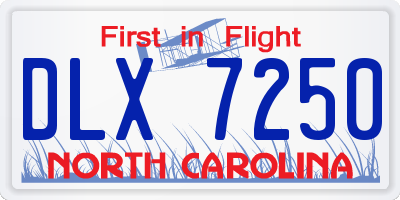 NC license plate DLX7250