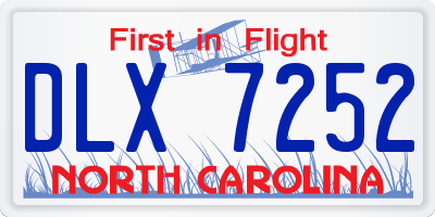 NC license plate DLX7252
