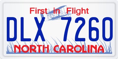 NC license plate DLX7260
