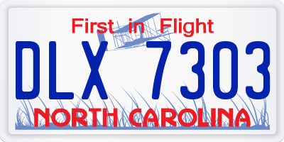 NC license plate DLX7303