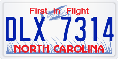 NC license plate DLX7314