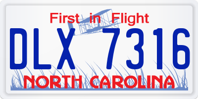 NC license plate DLX7316