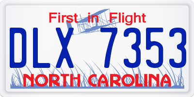 NC license plate DLX7353
