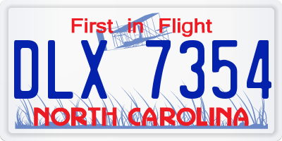 NC license plate DLX7354