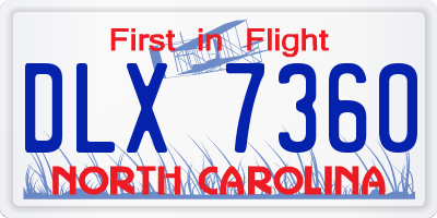 NC license plate DLX7360