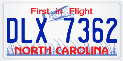 NC license plate DLX7362