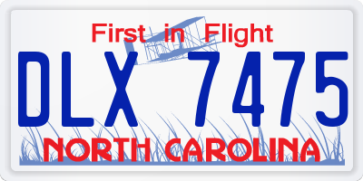 NC license plate DLX7475