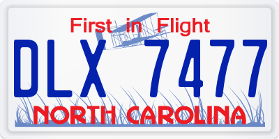NC license plate DLX7477